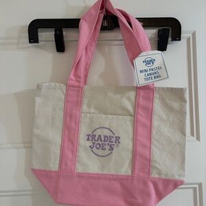 Trader Joe’s mini Pink & Cream Canvas Tote Bag